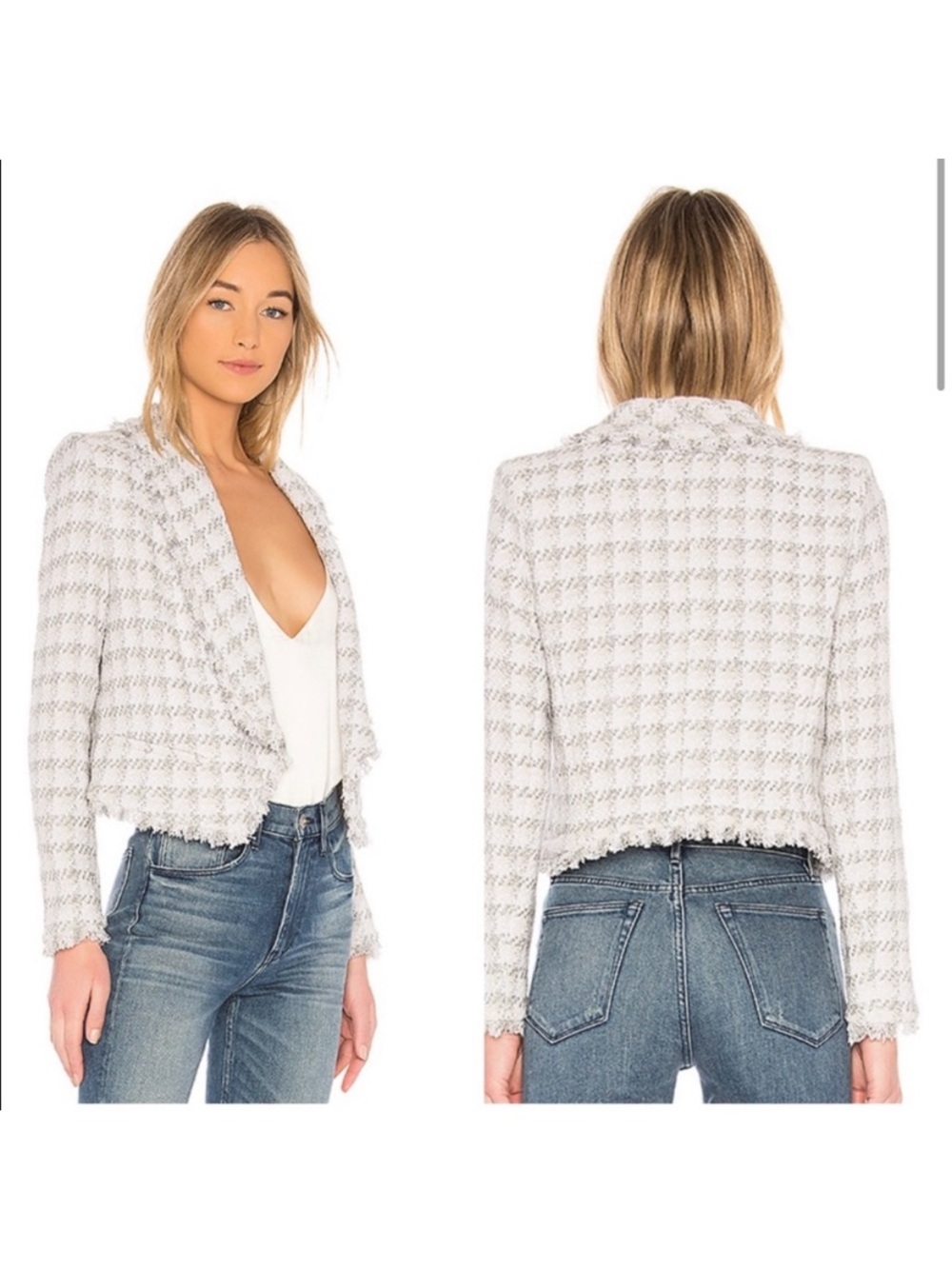 IRO PARIS NWT White/ Silver QUIWILL Blazer Cardigan size 38
